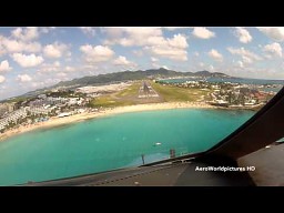 Lądowanie na Sint Maarten (widok z kokpitu)