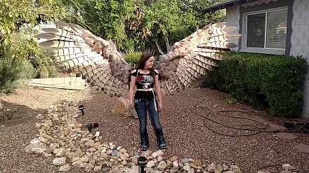 Pneumatycznie rozwijane skrzydła w ludzkich rozmiarach - imponujący strój na Halloween