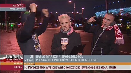 Reporterka Polsatu gasi podjaranych transmisją na żywo uczestników Marszu Niepodległości